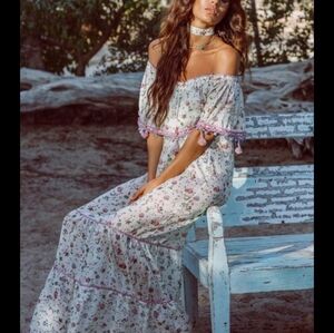 Anjuna Violante Crochet Trim Floral Cotton Slip Dress XS Summer Vacation